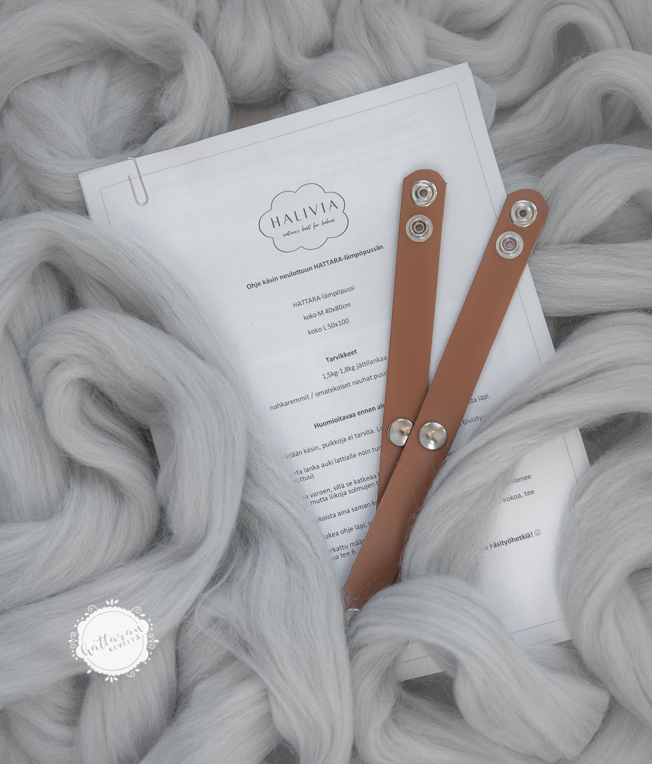 HATTARA-lämpöpussin materiaalit ja ohje